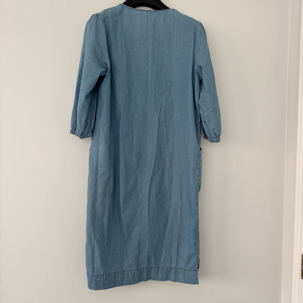 Splash Light Blue Embroidered Denim Midi Dress - Picture 4 of 10